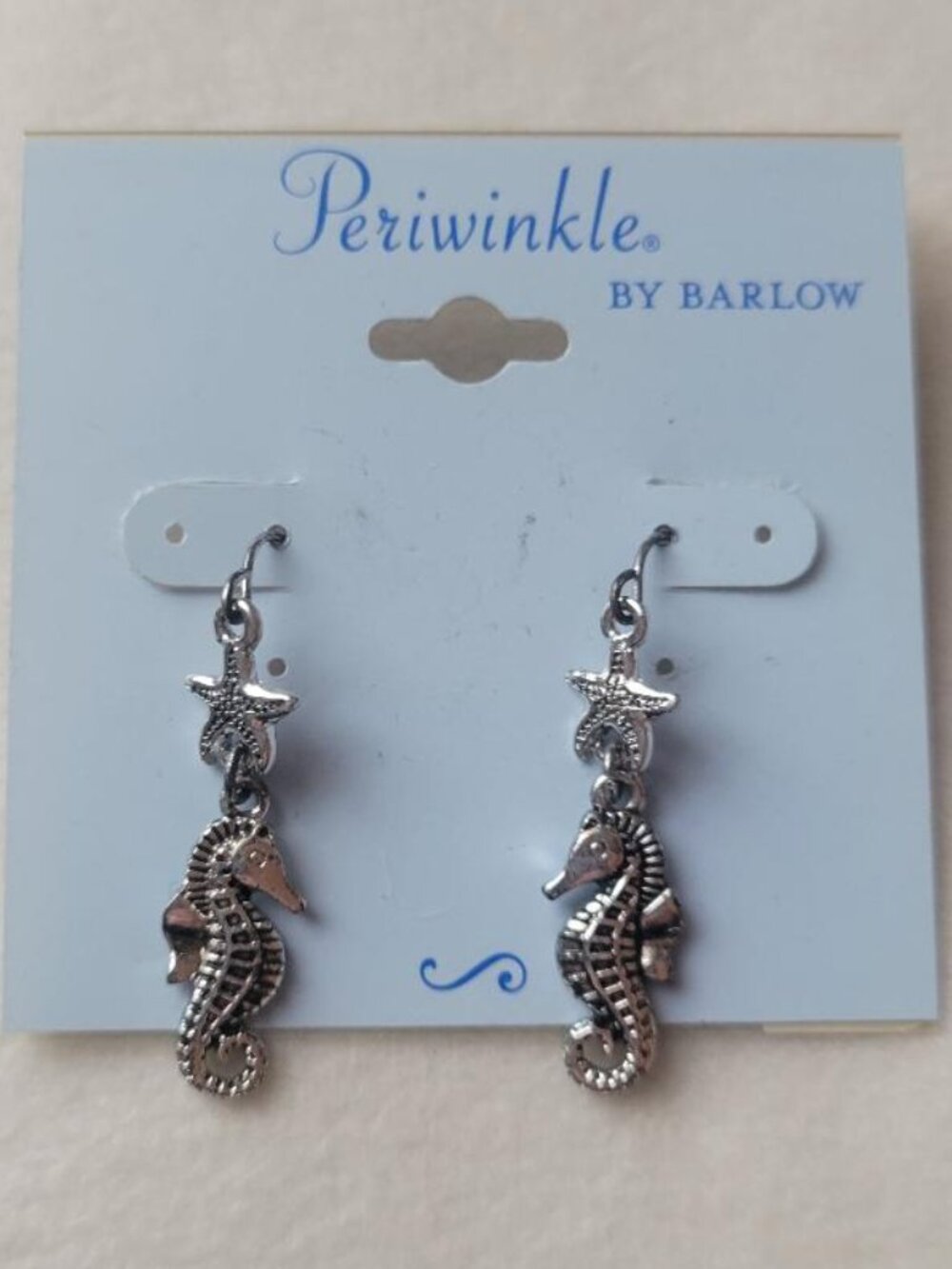 NWT Periwinkle by Barlow Silver Seahorse & Starfish Dangle Earrings